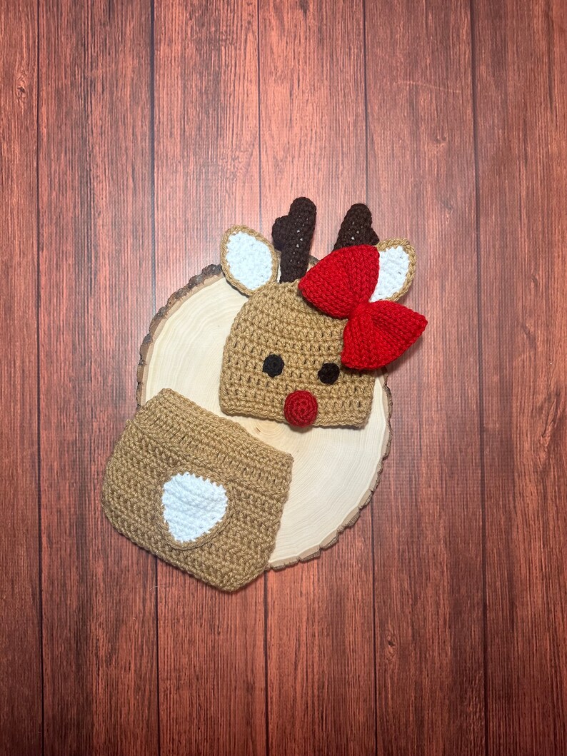 Baby Reindeer Outfit Free Shipping Handmade Sizes Newborn to 6 Months
