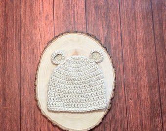Handmade Crochet Bear Hat: Baby Photo Prop, Halloween Costume