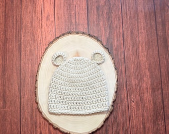 Baby bear hat crochet bear hat newborn bear hat baby shower gift newborn photo prop ready to ship