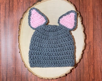 Handmade Crochet Baby Cat Hat, Infant Kitten Beanie, Photo Prop