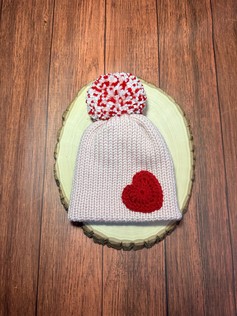 Baby Valentines Day hat knit baby hat baby shower gift newborn photo prop ready to ship image 4