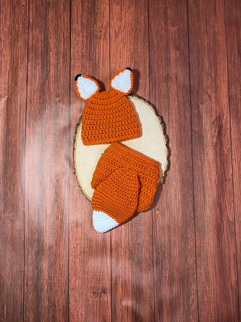 Newborn fox outfit baby fox outfit newborn fox hat Halloween costume baby shower gift newborn photo prop ready to ship image 1