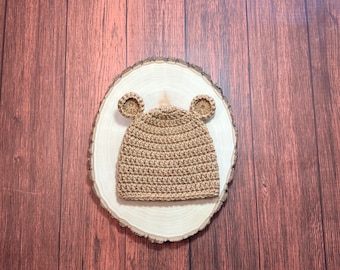 Baby bear hat crochet bear hat newborn bear hat baby shower gift newborn photo prop ready to ship