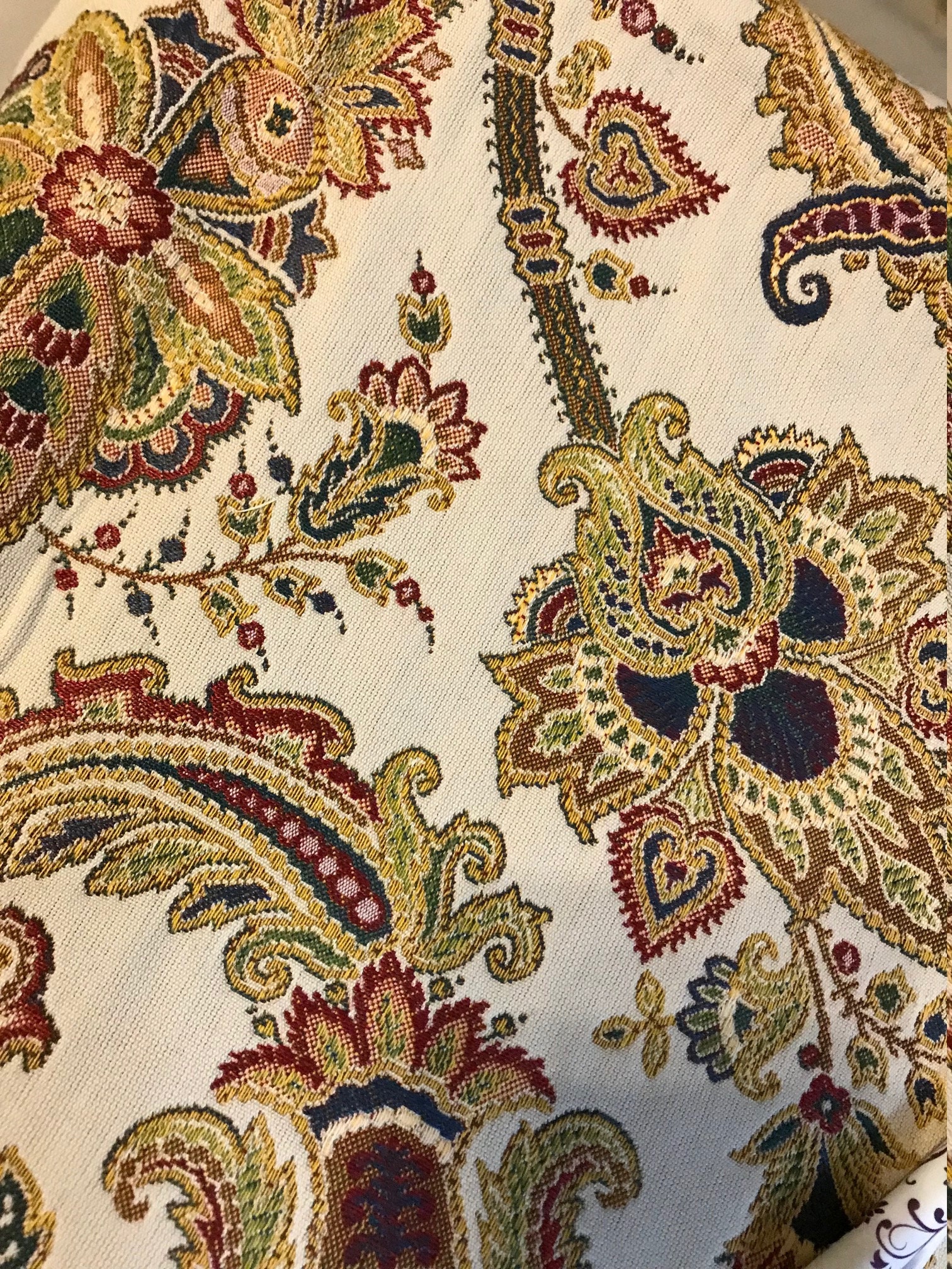 Stunning Large Paisley Upholstery Fabric Ex. Condition Etsy
