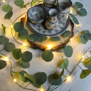 Eucalyptus fairy lights. Leaf string lights. Lit garland. battery, usb, remote control. Cottagecore christmas home decor. wedding decoration