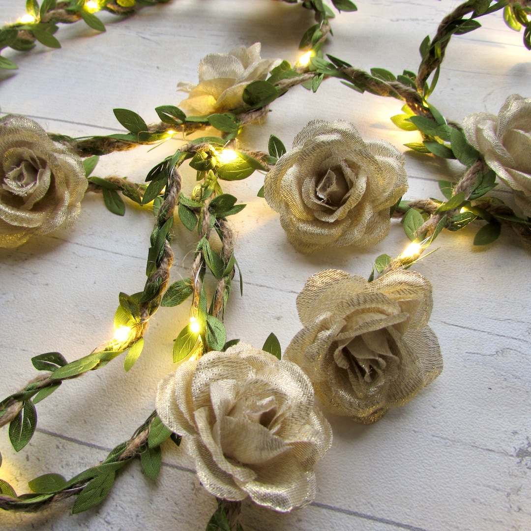 Flower Garland String Lights. Rustic Boho Floral Fairy Lights Bunting — free download