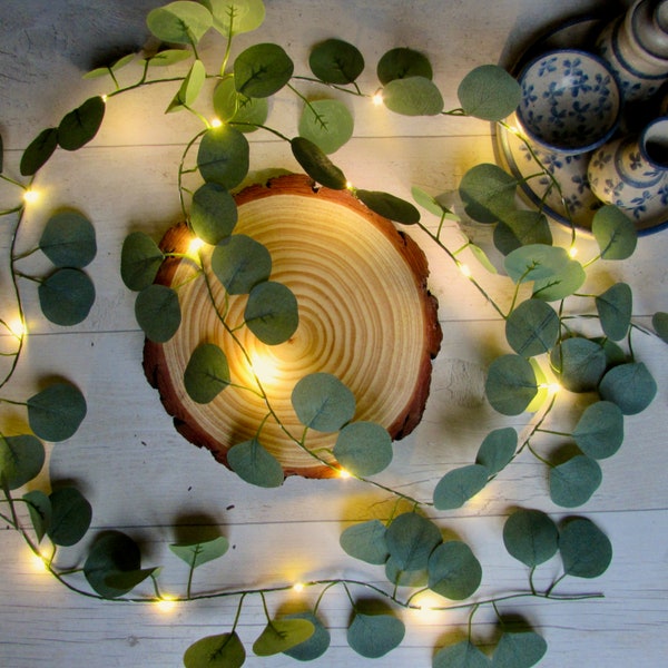 Eucalyptus garland Leaf fairy lights, battery / usb, remote control, solar string lights  Cottagecore wedding table tea party home decor