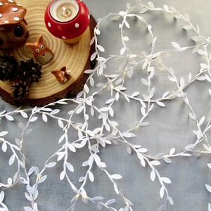 White string lights. Rustic fairy lights. Leaf garland bunting, Farmhouse home decor, Christmas decor, Cottagecore winter table decoration image 3