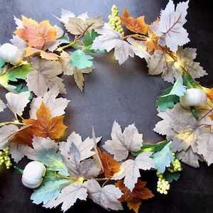Lighted Pumpkin Autumn Garland String lights, Rustic halloween fairy lights, Hosting decor, Samhain Wedding decoration, fall table runner uk