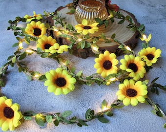 Sunflower fairy lights. Easter decor, Boho flower string lights sunflower garland, dorm decor, summer wedding table decor, spring home gift