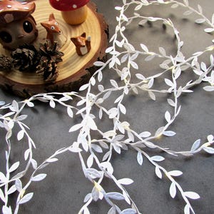 White string lights. Rustic fairy lights. Leaf garland bunting, Farmhouse home decor, Christmas decor, Cottagecore winter table decoration image 7