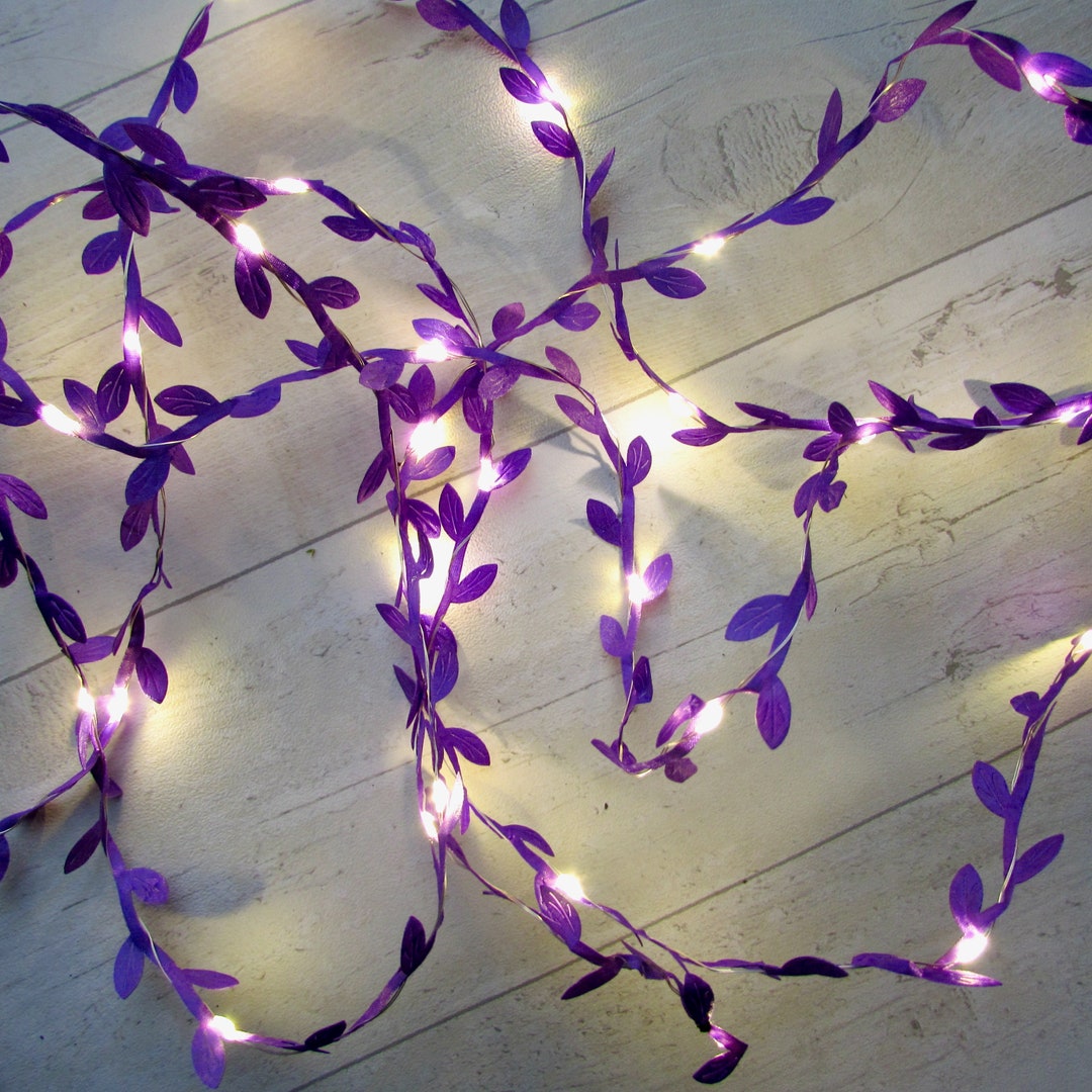 Purple Fairy Lights Olive Leaf Vine Boho Garland Battery String purple-fairy-lights-olive-leaf-vine-boho-garland-battery-string