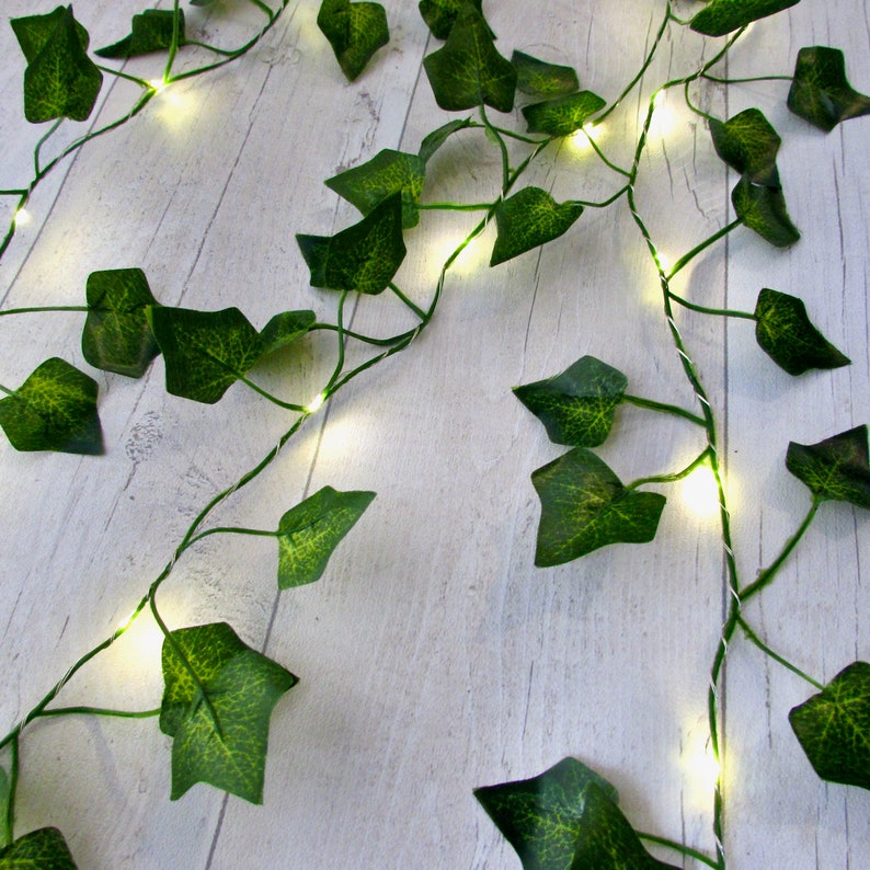 May include: A string of fairy lights with green leaves, perfect for adding a touch of nature to your home decor.