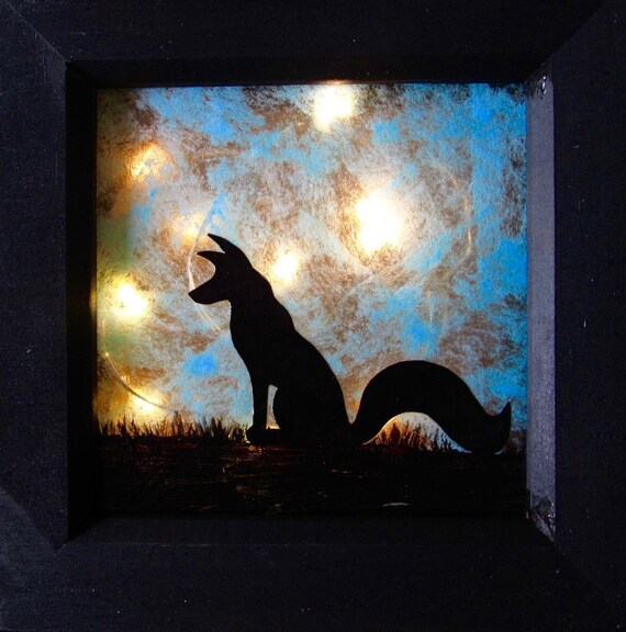 Framed Fox Silhouette Night Light Woodland Animals Fox Lamp