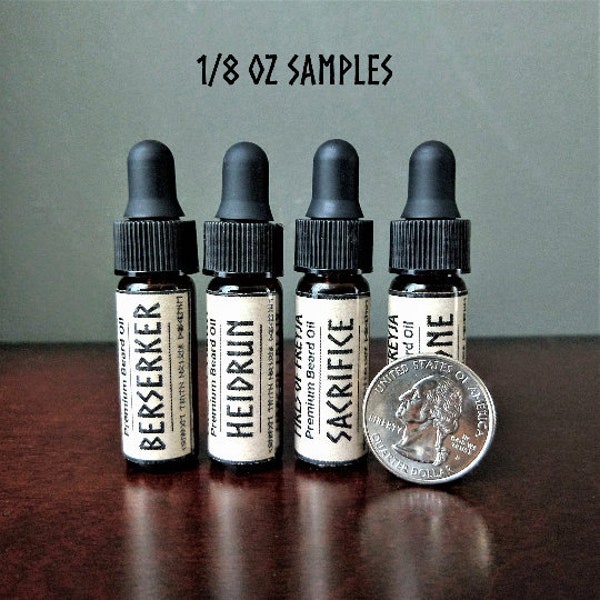 Viking Beard Oil Samples | Small Gifts for Coworkers, Stocking Stuffers, Sample Oils, Nature Scents, Premium Beard Oil