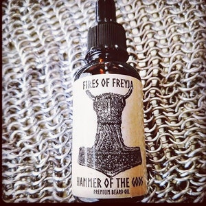 Hammer of the Gods Viking Beard Oil, Leather, Steel, Earth & Wood, Norse Pagan Gift, Unique Scent for Nature Lover, Norse Mythology