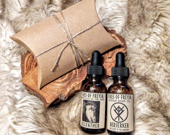 Choose Any Two 1-oz Viking Beard Oils  | Gift Wrapped Beard Gift for Men, Beard Care Set, Men's Grooming, Valentine's Day Gift for Husband