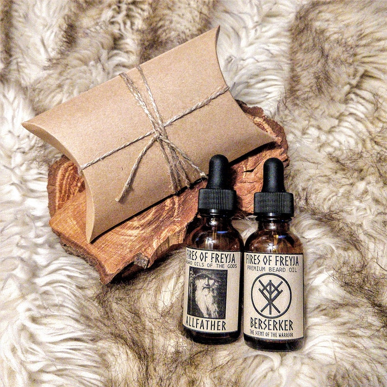 Wählen Sie zwei 1-Unze Viking Beard Oils Geschenk verpackt Bart Geschenk für Männer, Bartpflege Set, Männerpflege, Geschenk zum Valentinstag für Ehemann Bild 1