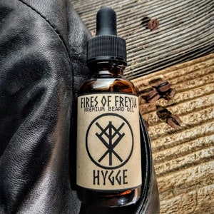 Hygge | Leather, Coffee, Wood Blend | Premium Viking Beard Oil | Sexy Beard Oil, Cozy Scent, Calming Scent for Men, Husband Birthday Gift