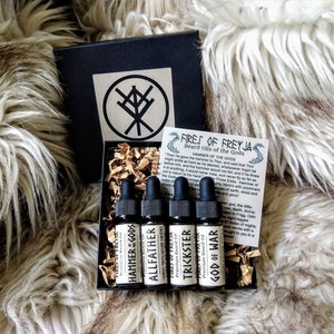 Beard Oils of the Gods Sampler, Viking Inspired Beard Gift Set for Men, Beard Oil Kit for Husband, Brother, Valentine's Day for Him