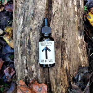 God of War Beard Oil, Notes of Amber, Bourbon & Blended Wood, Beard Oils of the Gods, Norse Gods, Norse Pagan Gift, Unisex Scented Oils