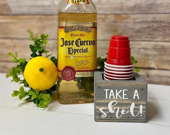 Wood Shot Glass Holder: Bar Decor Organizer