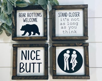 Bathroom sign collection, farmhouse bathroom, rustic signs, Funny bathroom signs, Bathroom shelf decor, bathroom wall decor, kids bathroom