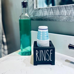 Rustic Bathroom Cup Holder | 3oz Disposable Cup Dispenser | Farmhouse Style Guest Bathroom Organizer