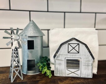 Farmhouse Barn Wood Napkin Holder - Rustic Kitchen Decor