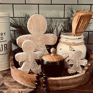Gingerbread man, neutral decor, wood gingerbread, gingerbread decor, Christmas Decorations, Christmas kitchen decor, muted decor