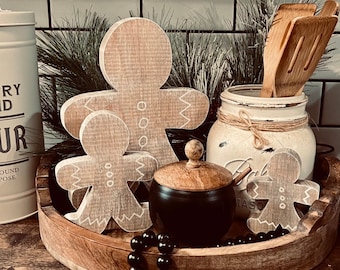 Wooden Gingerbread Man: Rustic Christmas Kitchen Decor