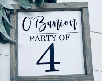 Family name party of sign, farmhouse kitchen, farmhouse decor, party of sign, family party of sign, family size sign, custom sign
