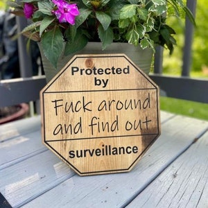 Wood FAFO Sign, Home Security Sign, Protected By Sign, Fuck Around & Find  Out Yard Sign, F Around and Find Out Sign, Home Security Yard Sign