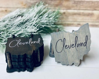 Ohio coasters, Cleveland, Columbus, farmhouse decor, drink coaster, Gift for men, gift for boss, gift for cowrker, Ohio gift, wood coasters