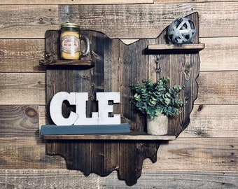 Ohio shelf, Ohio decor. rustic decor, mancave, Cleveland, Columbus, Home decor, Ohio sign, Ohio Farmhouse, Industrial decor, guy gift