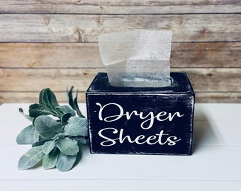 Dryer Sheet Box | Large Farmhouse Wooden Holder for 240-Count Sheets | Rustic Laundry Room Decor