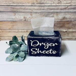 Dryer Sheet Box | Large Farmhouse Wooden Holder for 240-Count Sheets | Rustic Laundry Room Decor