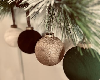 Handmade Matte Textured Christmas Ornaments: Neutral Farmhouse Decor