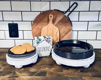 Farmhouse Wood desert or dinner Plate Holder: Distressed Dessert or dinner Riser, Party Decor