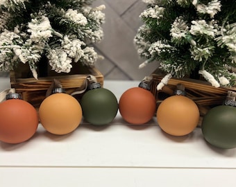 Rustic Matte Christmas Ornaments: Boho Farmhouse Baubles, Set of 6
