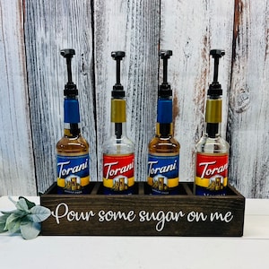 Farmhouse Coffee Syrup Organizer: Rustic Coffee Bar Decor