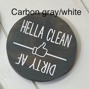 Funny Dirty AF Clean/Dirty Dishwasher Magnet: Rustic Farmhouse Kitchen Decor carbon gray/white
