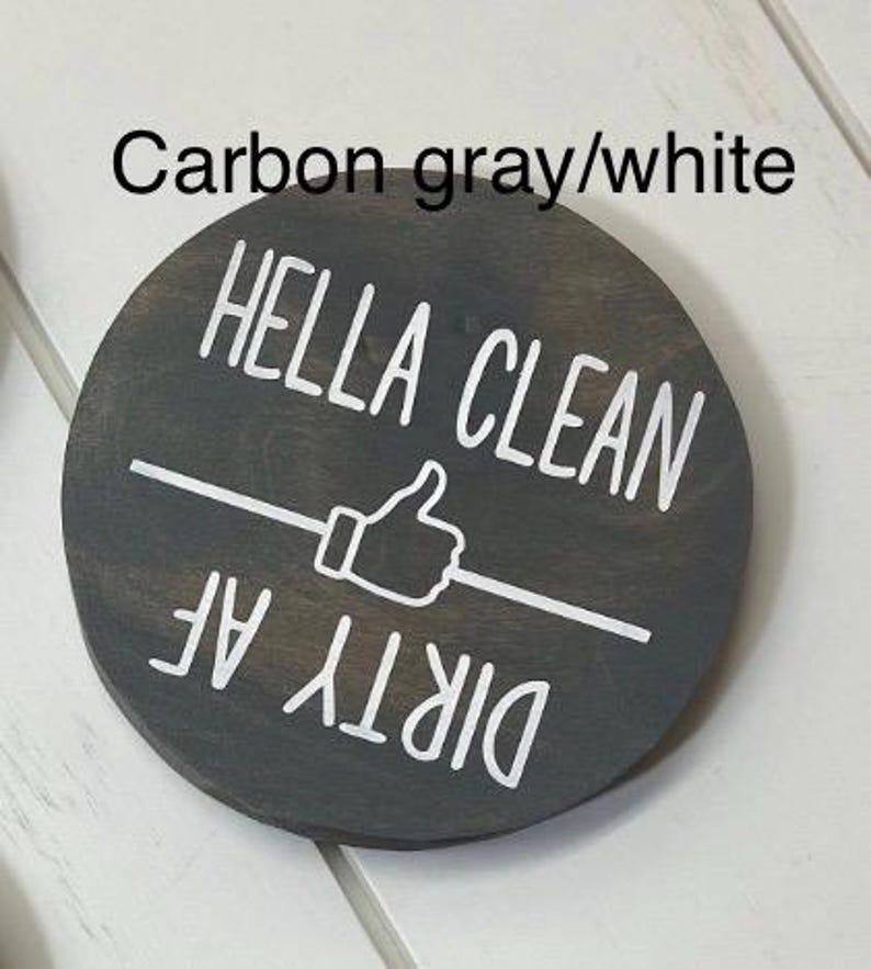 Funny Dirty AF Clean/Dirty Dishwasher Magnet: Rustic Farmhouse Kitchen Decor carbon gray/white