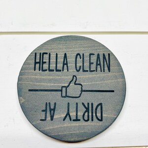 Funny Dirty AF Clean/Dirty Dishwasher Magnet: Rustic Farmhouse Kitchen Decor weathered gray/black
