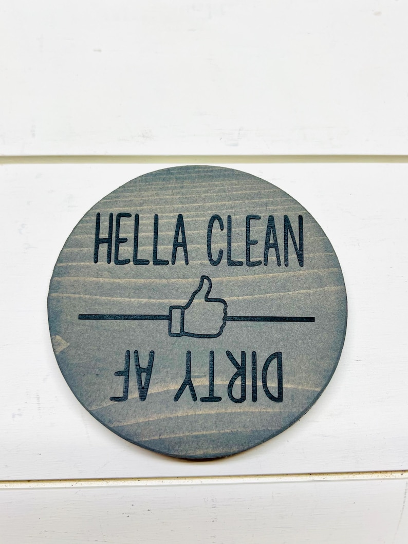 Funny Dirty AF Clean/Dirty Dishwasher Magnet: Rustic Farmhouse Kitchen Decor weathered gray/black