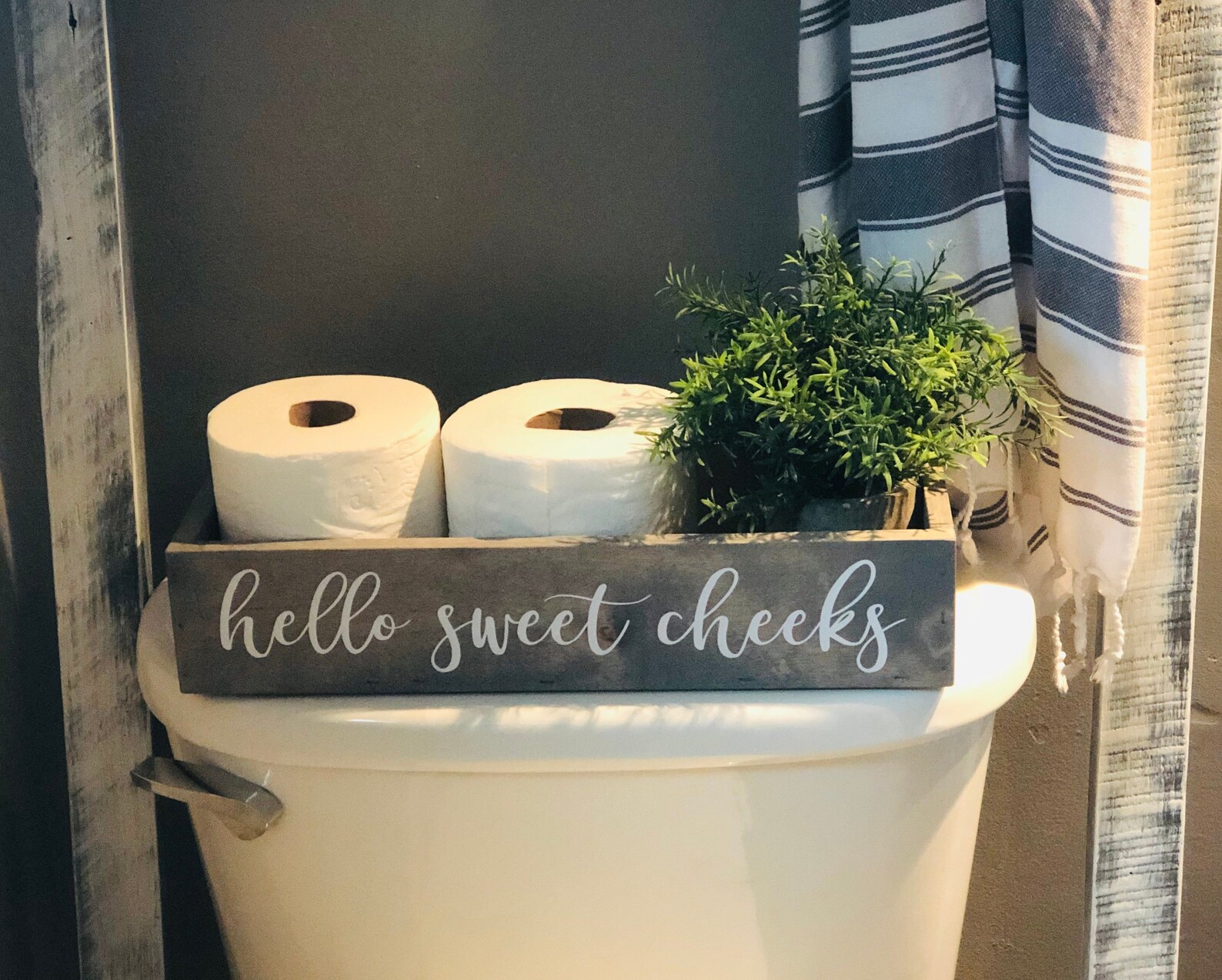 Hello Sweet Cheeks Box Funny Bathroom Decor Bathroom Decor Etsy