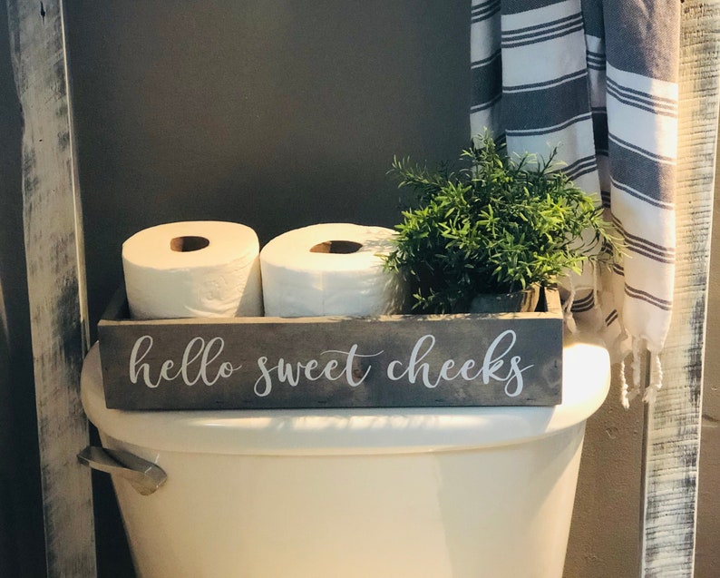 Hello Sweet Cheeks Box Funny Bathroom Decor Bathroom Decor Etsy