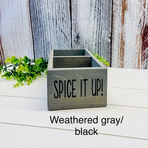 Pantry Organizer Seasoning Packet Holder | Custom Wooden Spice Crate | Farmhouse Kitchen Storage weathered gray/black
