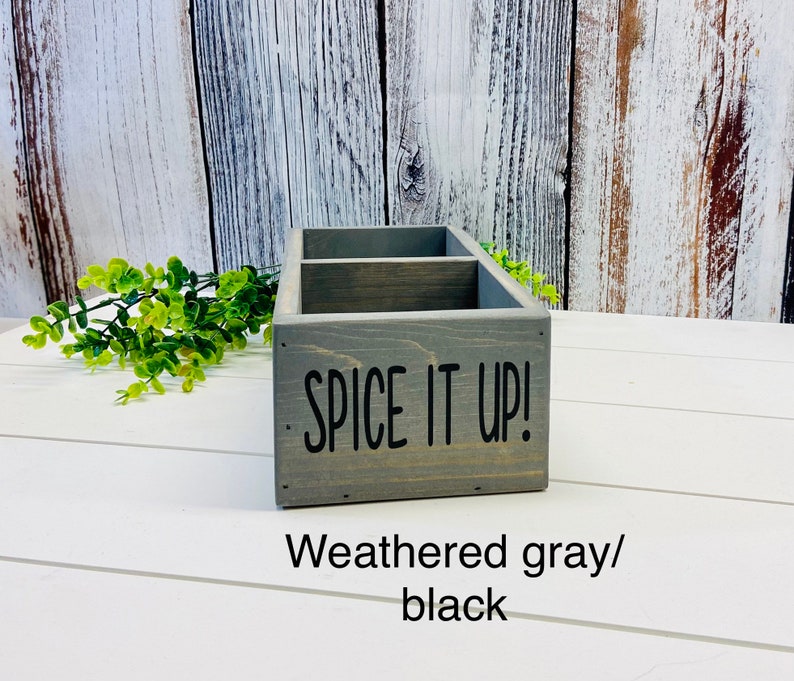 Pantry Organizer Seasoning Packet Holder | Custom Wooden Spice Crate | Farmhouse Kitchen Storage weathered gray/black