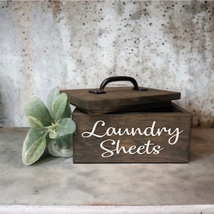 Laundry Sheet Box | Large Farmhouse Dryer Sheets Holder | Rustic Wooden Laundry Room Decor
